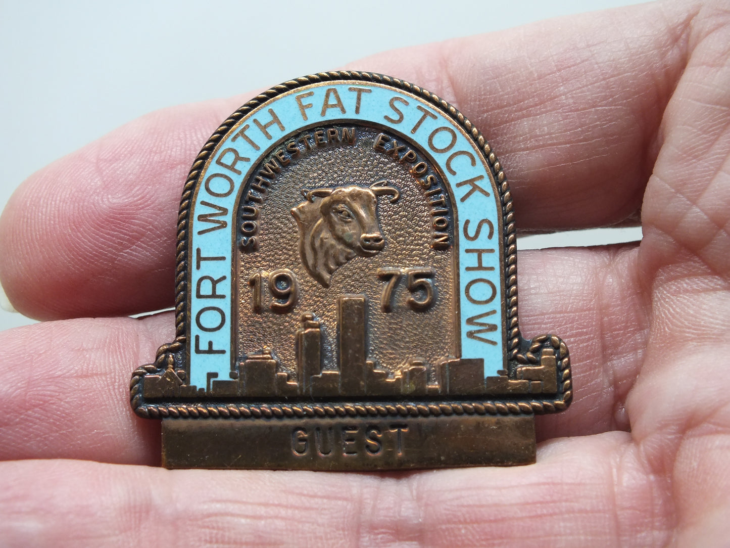 Fort Worth Fat Stock Show Badge 1975